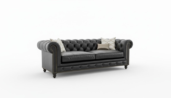 Chesterfield Design Luxus Polster Sofa Couch Sitz Garnitur Leder Vintage Neu 124