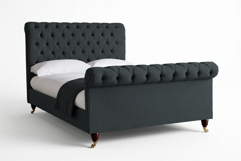 Chesterfield Design Polster Englisches Doppelbett Schwarz 140/160/180x200