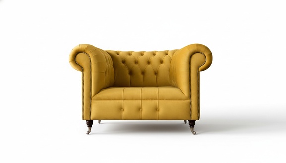 Chesterfield Design Sofa 1 Sitzer Sessel Couch Polster Luxus Textil