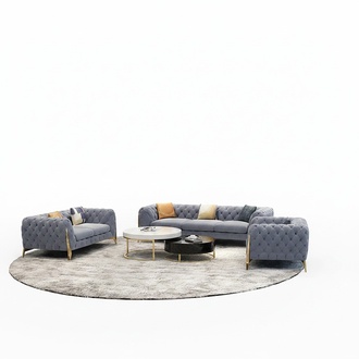 Chesterfield Design Sofa Couch Polster Sitz Garnitur 3+2+2 Sitzer Metall Samt