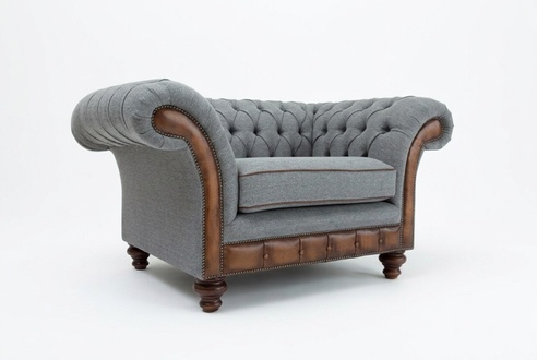Chesterfield Design Stoff Couch Sessel 1.5 Sitzer Polster Sofas Lounge Samt