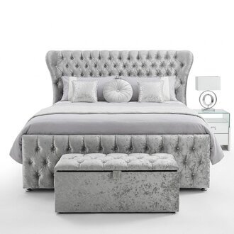 Chesterfield Designer Bett Schlafzimmer Textil Leder Polster 140/160/180/200 cm
