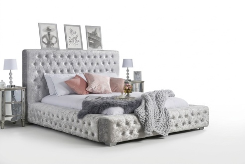 Chesterfield Designer Bett Schlafzimmer Textil Leder Polster 180x200cm Textil
