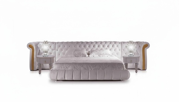 Chesterfield Doppelbett Designer Polster Doppel Ehe Bett Betten XXL Leder S-9056