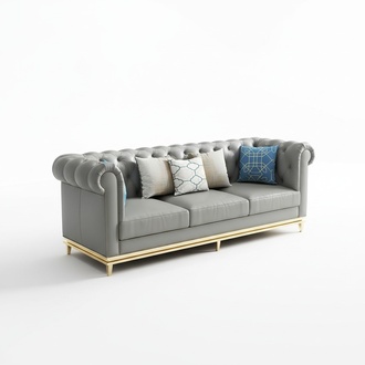 Chesterfield Edelstahl Couch Sitz Garnitur Leder Wohnzimmer Polster Sofa 3+2 Neu