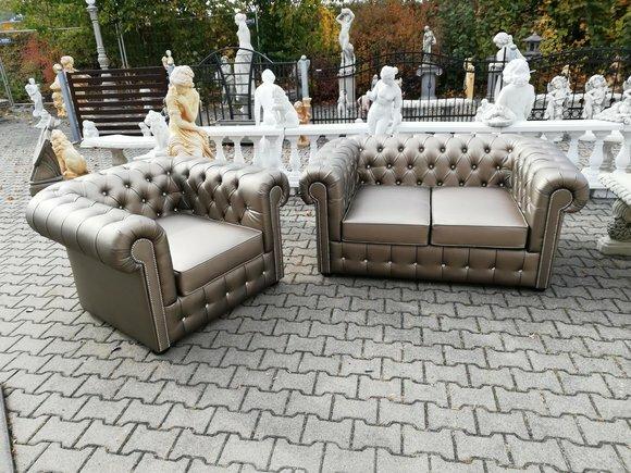 Designer Chesterfield Sofagarnitur Sofa Couch 2+1 Polster Sitz Garnitur