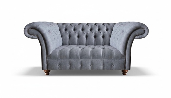 Chesterfield Grau Polstermöbel Textil Zweisitzer Sofa Couch Wohnzimmer
