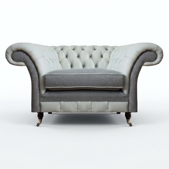 Chesterfield Grau Sessel Polstermöbel Design Moderne Stil Wohnzimmer