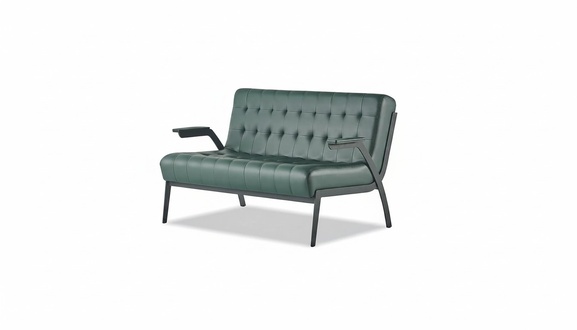 Chesterfield Grün Sofa 2-Sitzer Ledersofa Modern Couch Leder Edelstahl
