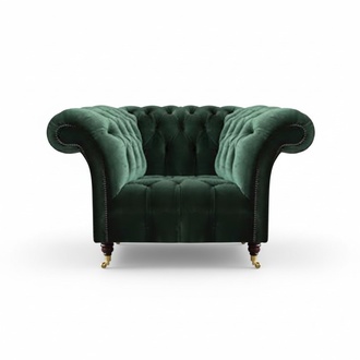 Chesterfield Grüner Sessel Textilsessel Stoffsitzer Wohnzimmer Möbel