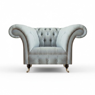 Chesterfield Hellgrauer Sessel Moderne Wohnzimmer Polster Sitzmöbel
