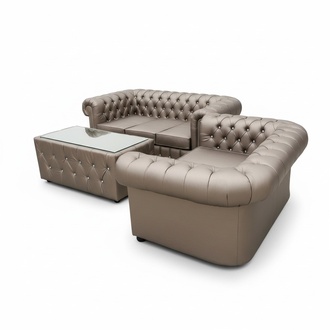 Chesterfield Leder Sofagarnitur Komplett Set Sofa Couch 3+2
