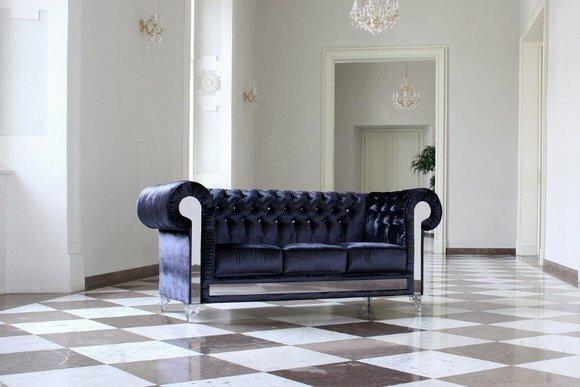 Designer Sofagarnitur Glaselemente Chesterfield Polster Sofa Couch