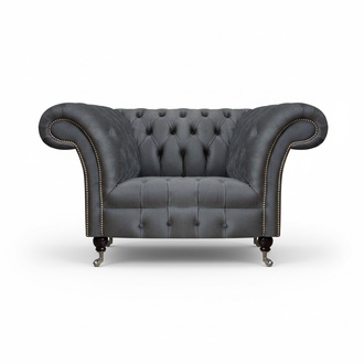 Chesterfield Moderner Grauer Sessel Designer Wohnzimmer Edler Lehnsessel