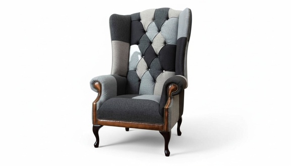 Chesterfield Ohrensessel Sessel 1 Sitzer Sofa Couch Polster Textil