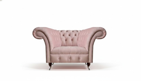 Chesterfield Rosa Einsitzer Wohnzimmer Designer Textilsessel 1-Sitzer