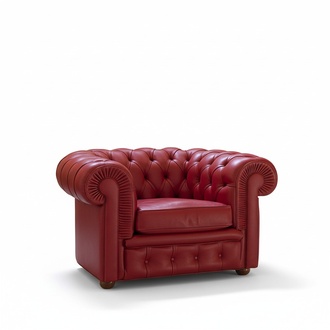 Chesterfield Rot Sessel 1 Sitzer Designer Leder Sofa Couch Polster