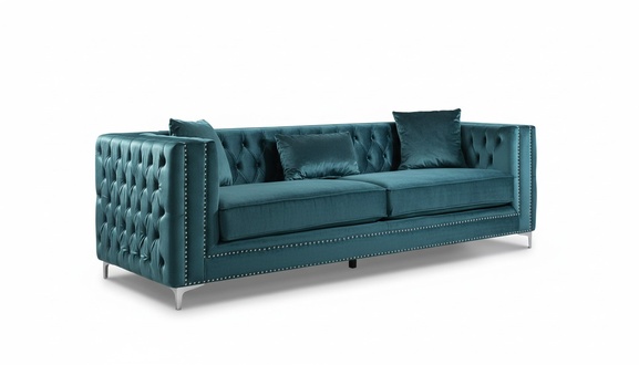 Chesterfield Samt Sofa 3 Sitzer Designer Turkis Couchen Couch Stoff