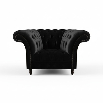 Chesterfield Schwarzer Lehnsessel Polstermöbel Wohnzimmer 1-Sitzer Neu