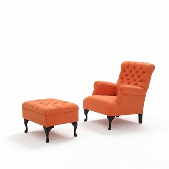 Chesterfield Sessel 1 Sitzer Lounge Club Fernseh Samt Couch Ohrensessel
