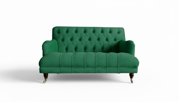 Chesterfield Sessel Couch Polster Sofa Couchen 1,5 Sitzer Einsitzer Grün Textil