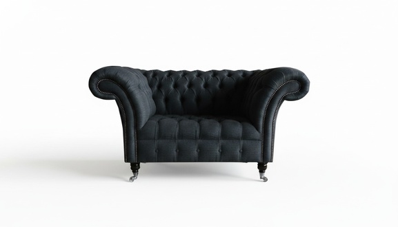 Sofa Chesterfield Sessel Fernseh Couch 1 Sitzer Textil Stoff Ohrensessel