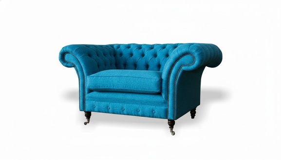 Chesterfield Sessel Fernseh Couch 1 Sitzer Sofa Textil Samt Ohrensessel