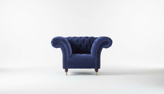 Chesterfield Sessel Fernseh Couch 1Sitzer Sofa Textil Stoff Couchen