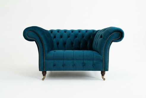 Chesterfield Sessel Fernseh Couch 1 Sitzer Sofa Textil Stoff Couchen