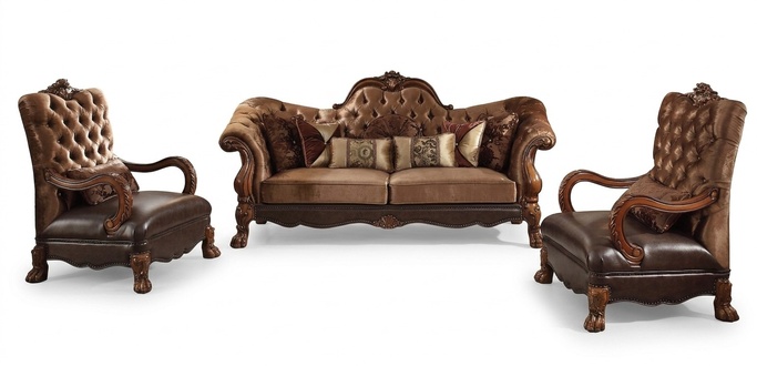 Chesterfield Sofa 2Sitzer Luxus Polster Sofas Design Textil Zweisitzer Holz neu