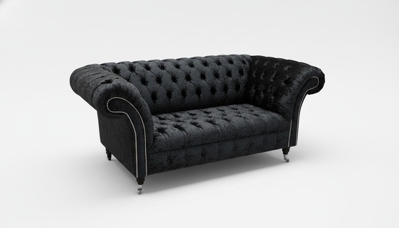 Chesterfield Sofa Fernseh Couch 2 Sitzer Luxus Textil Stoff Couchen
