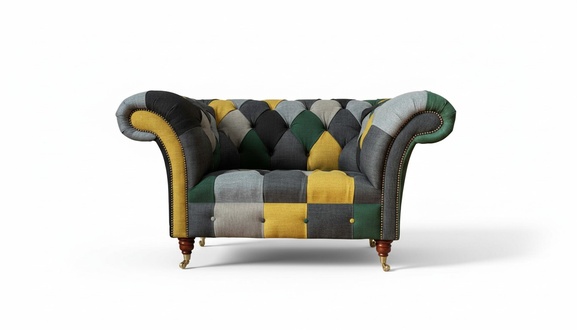 Chesterfield Sofa Mehrfarbig Polster 1 Sitzer Sessel Design Polster Bunter