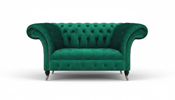 Chesterfield Sofa Zweisitzer Couch Grün Einrichtung Wohnzimmer Polstersofa