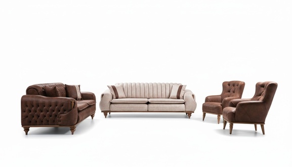 Chesterfield Sofagarnitur Couch Sitzpolster Sofa Couchen Möbel Textil