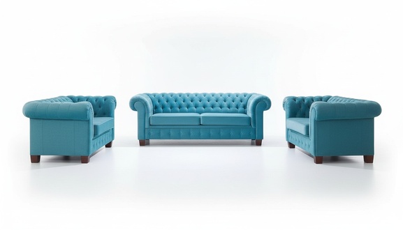 Chesterfield Stoff Design Couch Polster Sitz Garnitur Sofa 3+2+2 Sofas Garnitur