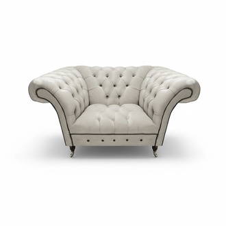 Chesterfield Weißer Ledersessel Kunstleder Einsitzer Wohnzimmer Möbel