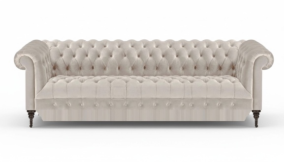 Chesterfield Weißer Textil Viersitzer Designer Polstermöbel Edle Couch