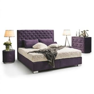 Continental Boxspring Bett Betten Polster Hoch Doppel Leder Textil Bett Neu