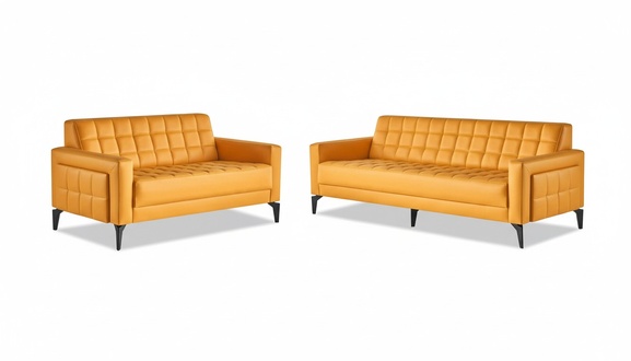 Couch 3-Sitzer 2-Sitzer Gelb Modern Sofa-Set Chesterfield Sitzmöbel