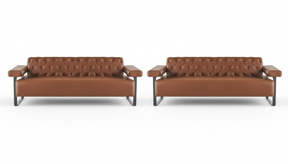Couch 3-Sitzer Sofas Braun Einfarbig Chesterfiel Ledersofas Modern