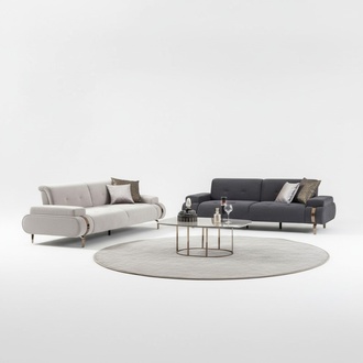 Couch Couchtisch Sofagarnitur Sofa Set Wohnzimmer 2x Sofas 3 Sitzer 3tlg