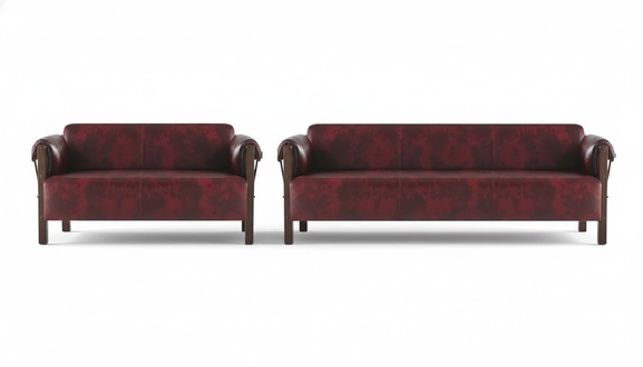 Couch Ledesofas 3-Sitzer 2-Sitzer Bordeaux Modern Stil Leder Holz Set