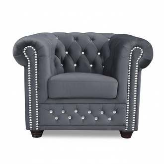 Couchen Chesterfield Sessel Fernseh Couch 1 Sitzer Sofa Textil Stoff Polster Neu