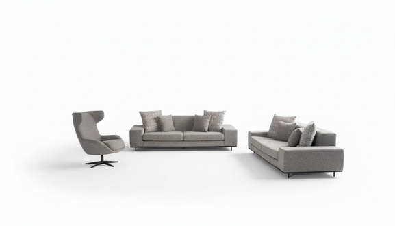 Couchgarnitur 2x Sofas 3 Sitzer Sessel Couchtisch Grau Wohnzimmer Set
