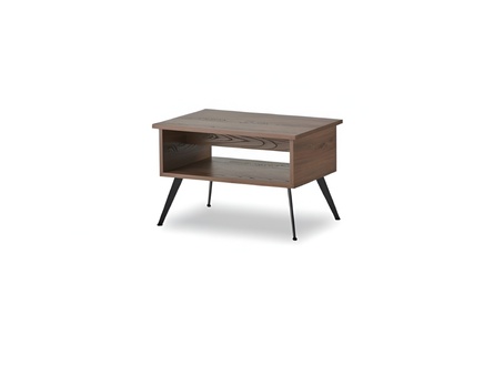 Couchtisch Braun mit Regal Rechteckig Form Einfarbig Stil Arbeitszimmer