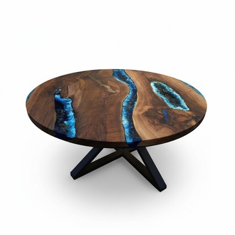 Couchtisch Hochwertig Luxus Design Holz Braun Möbel Wohnzimmer Couchtische Rund