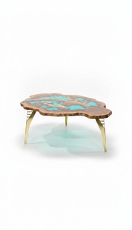 Couchtisch Sonderform Luxus Design Holz Braun Möbel Wohnzimmer Couchtische