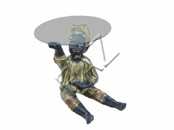 Design Tisch Junge mit Glas Figur Statue Skulptur Figuren Skulpturen Tische