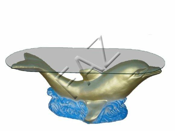 Design Tisch Delphin Glas Figur Statue Skulptur Figuren Skulpturen Deko