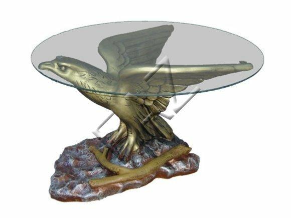 Glastisch Tische Tisch Statue Figur Tisch Beistell Sofa Wohnzimmer Adler